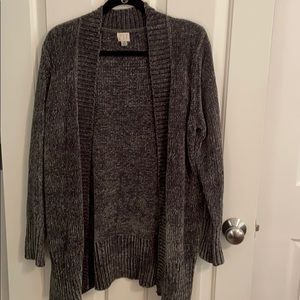 Green Chenille Cardigan Sweater